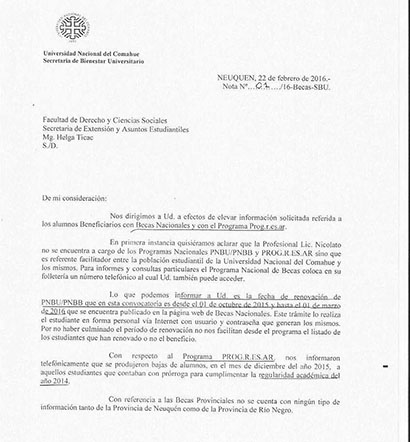 INFORME DE LA GESTIÓN DE LA FADECS SOBRE EL PEDIDO DE RENUNCIA DE SECRETARIOS